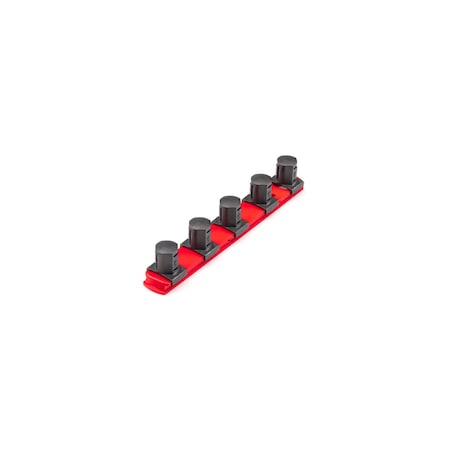 Tekton 3/4 Inch Drive x 8 Inch Socket Rail, 5 Clips (Red) OSR31105